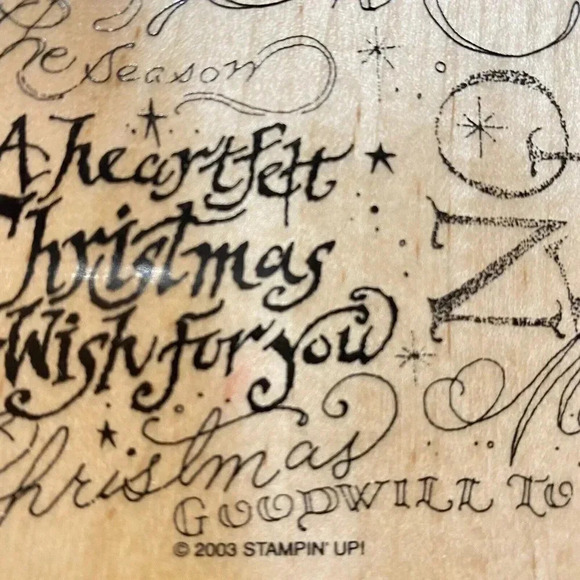 Holiday Print Stampin Up 2003 Rubber Stamp - Hope Peace Heartfelt Christmas 629 - Picture 9 of 13